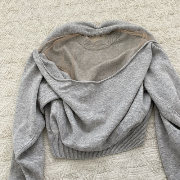 Alexander Wang over the shoulder illusion tulle sweater in grey - Picture 6 of 8